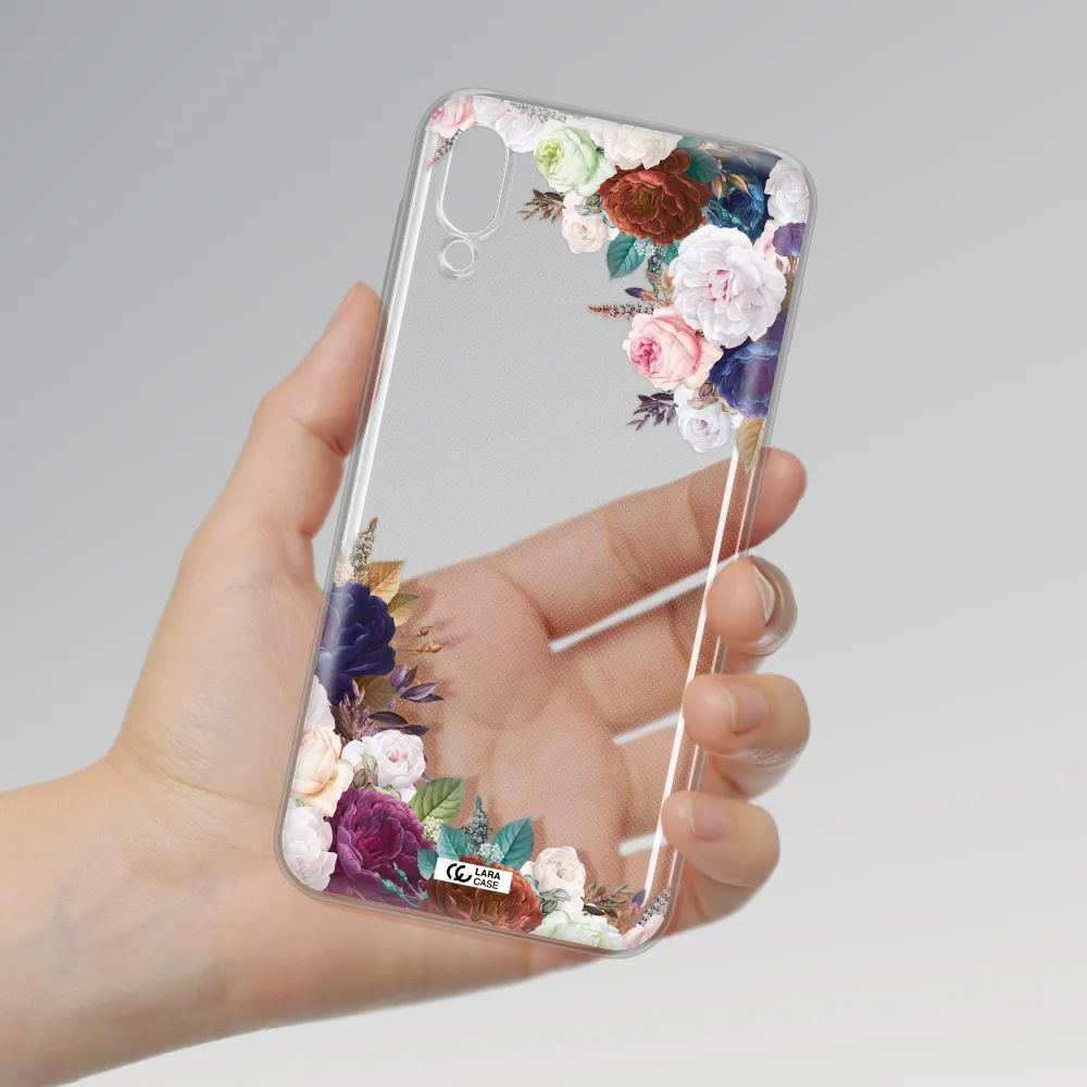 a corner of flowers with leaves Samsung M10 Clear TPU Case