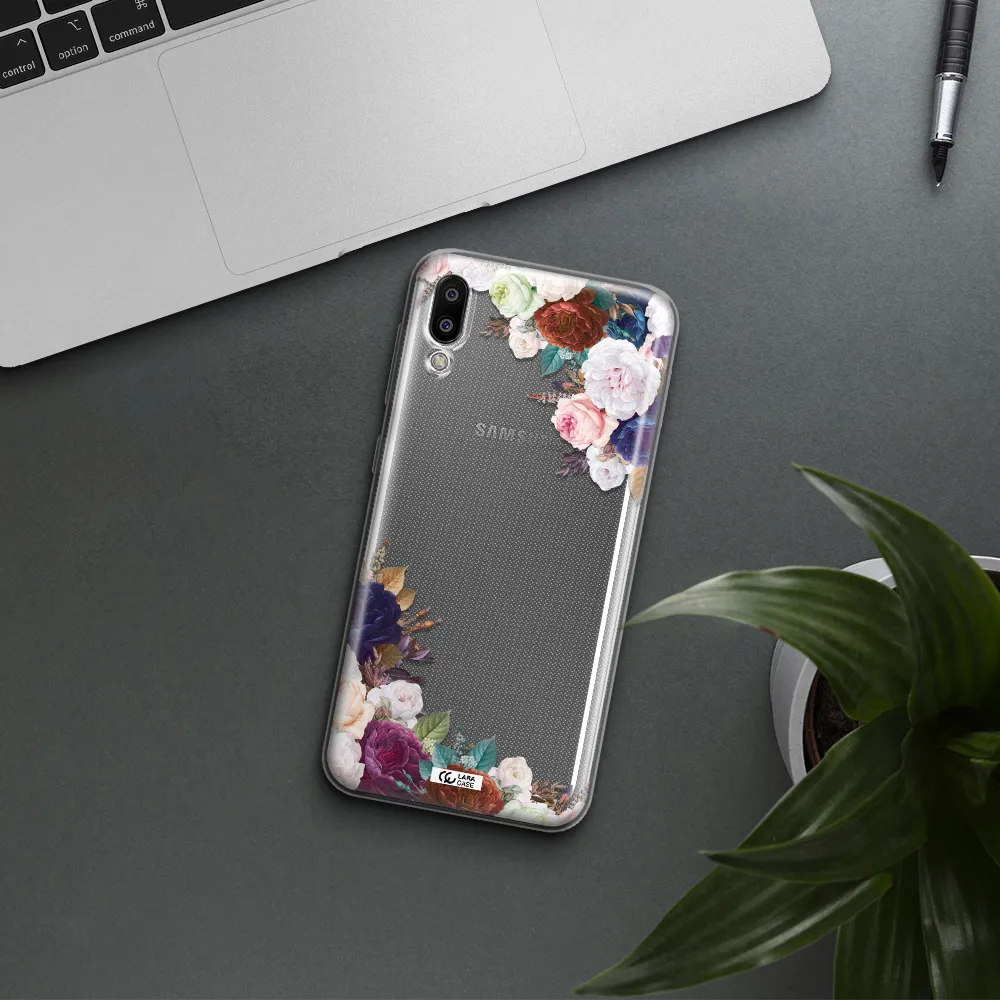 a corner of flowers with leaves Samsung M10 Clear TPU Case