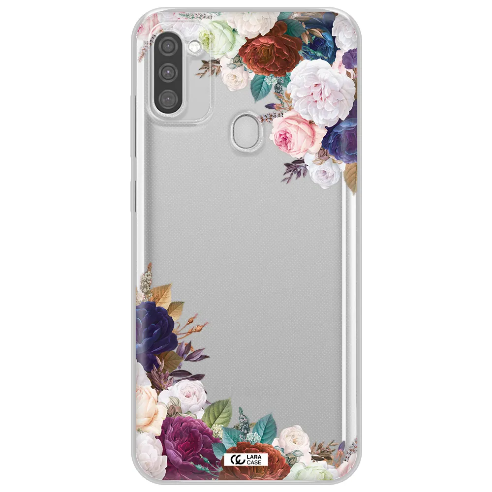 a corner of flowers with leaves Samsung M11 Clear TPU Case