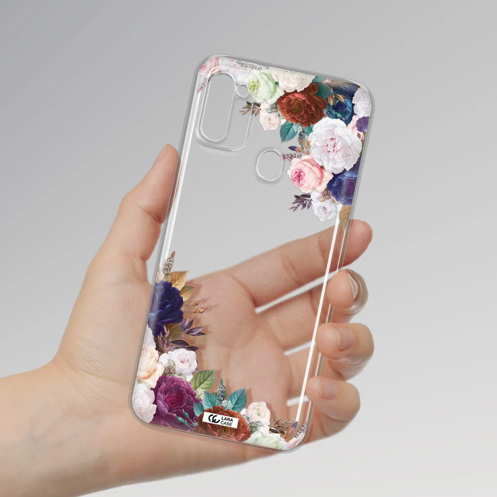 a corner of flowers with leaves Samsung M11 Clear TPU Case