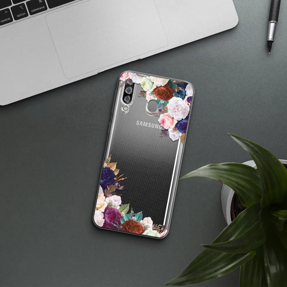a corner of flowers with leaves Samsung M30 Clear TPU Case