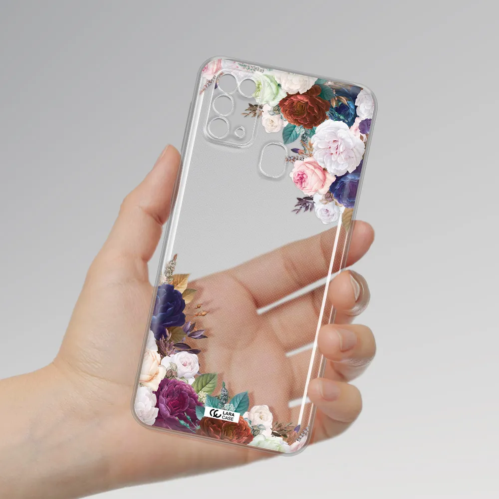 a corner of flowers with leaves Samsung M31 Clear TPU Case