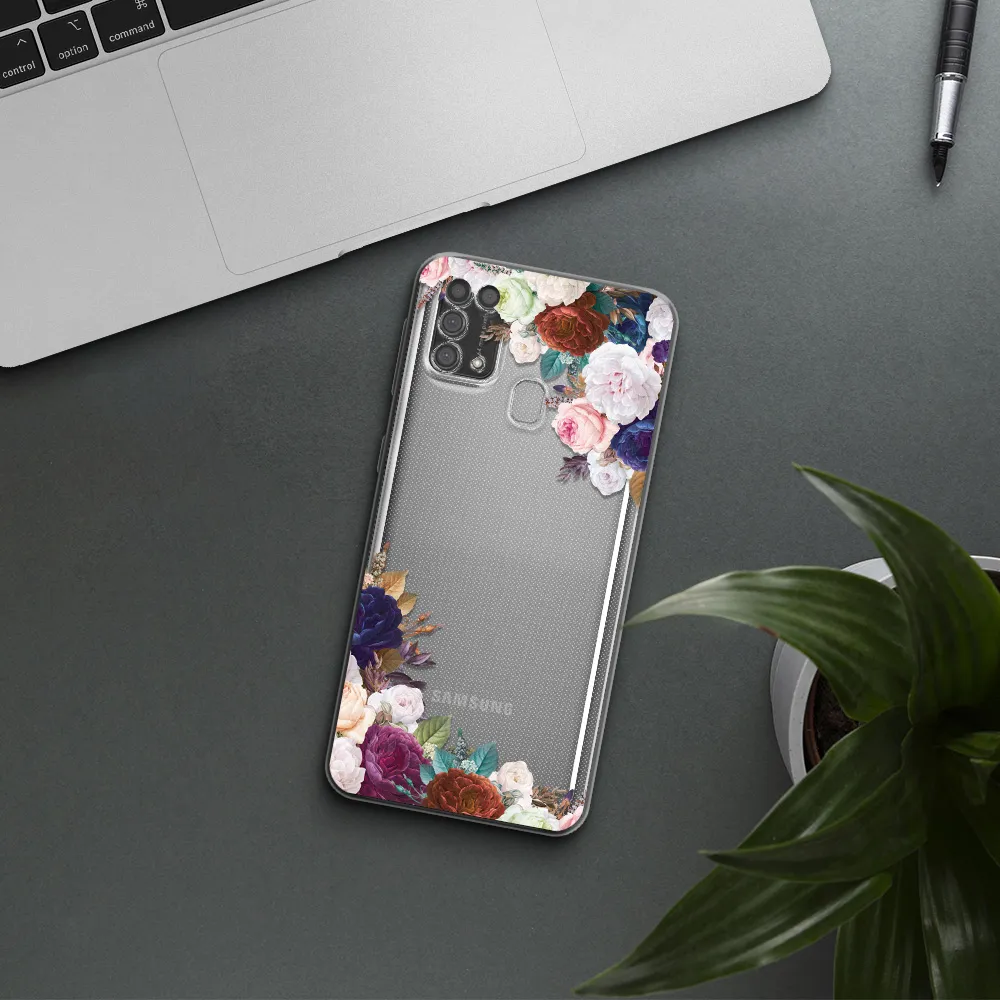 a corner of flowers with leaves Samsung M31 Clear TPU Case