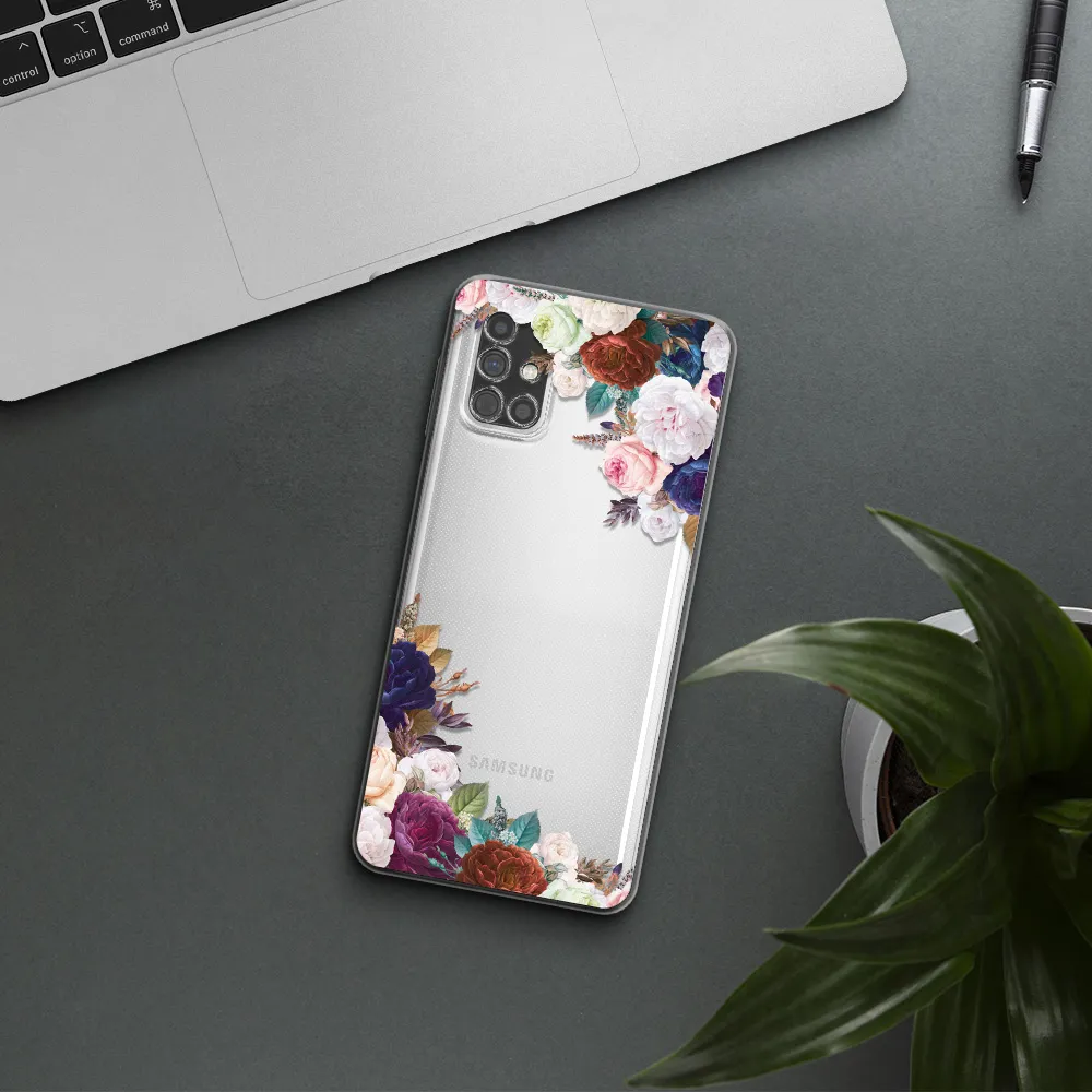 a corner of flowers with leaves Samsung M51 Clear TPU Case