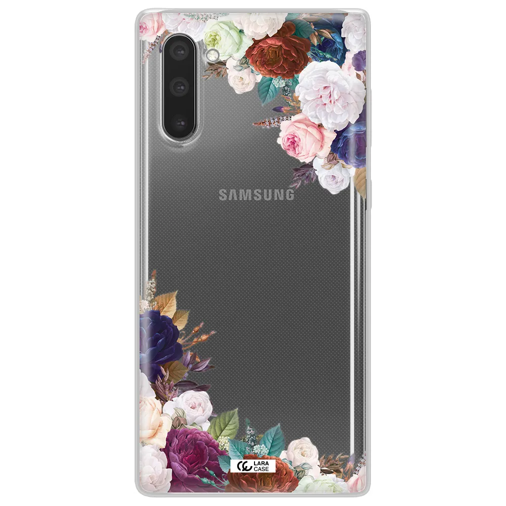 a corner of flowers with leaves Samsung Note 10 Clear TPU Case