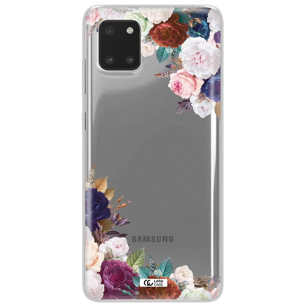 a corner of flowers with leaves Samsung Note 10 Lite Clear TPU Case