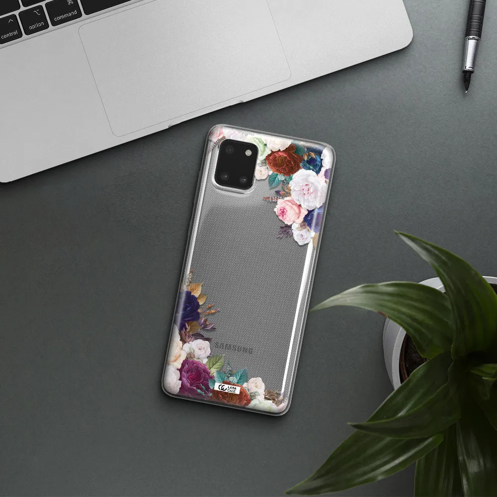 a corner of flowers with leaves Samsung Note 10 Lite Clear TPU Case