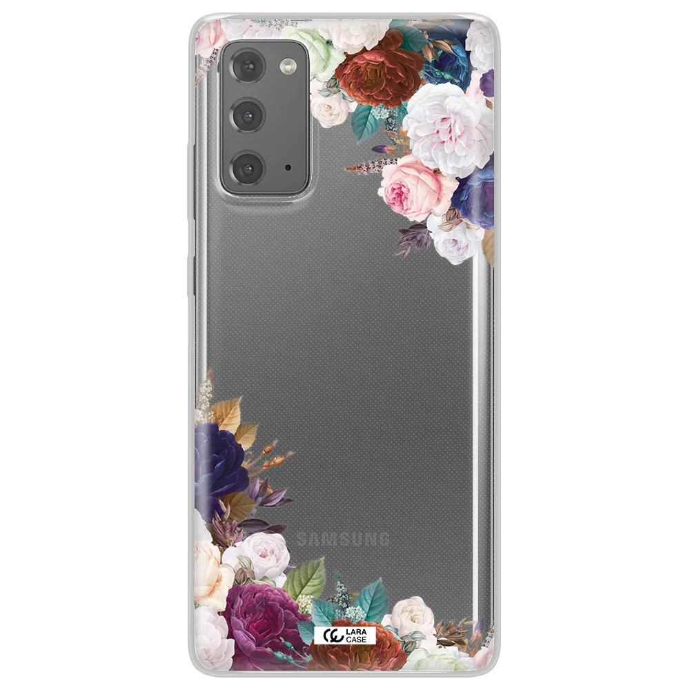 a corner of flowers with leaves Samsung Note 20 Clear TPU Case