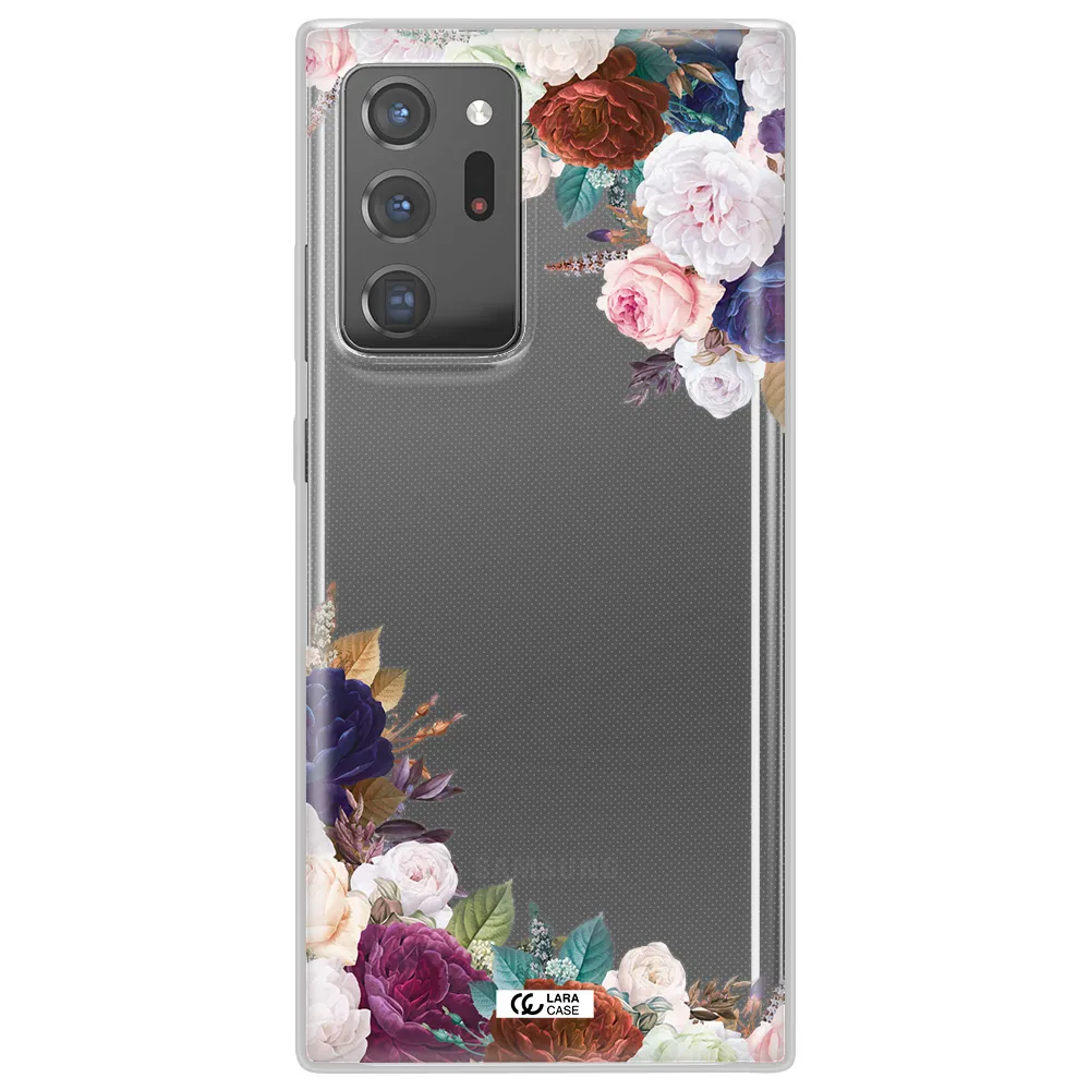 a corner of flowers with leaves Samsung Note 20 Ultra Clear TPU Case