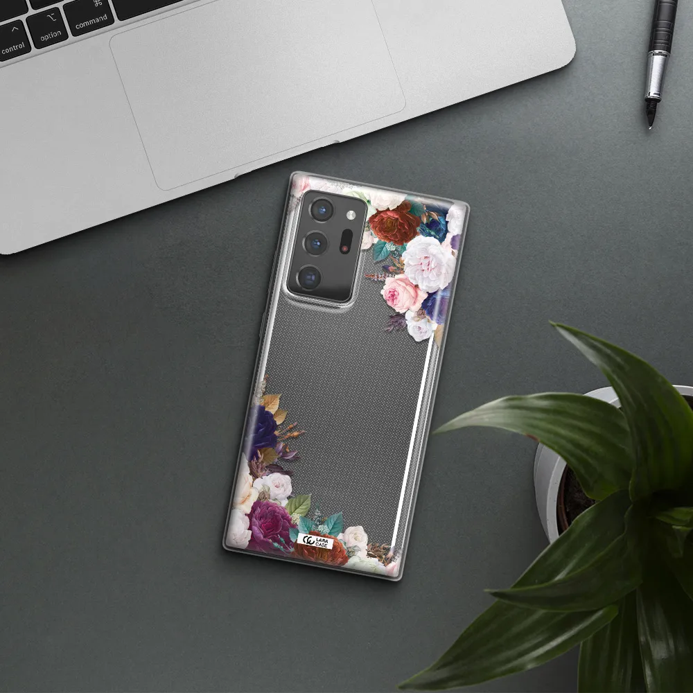 a corner of flowers with leaves Samsung Note 20 Ultra Clear TPU Case