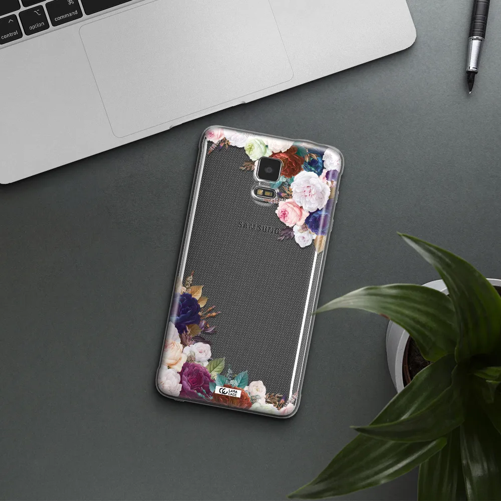 a corner of flowers with leaves Samsung Note 4 Clear TPU Case
