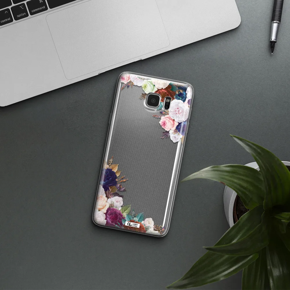a corner of flowers with leaves Samsung Note 5 Clear TPU Case