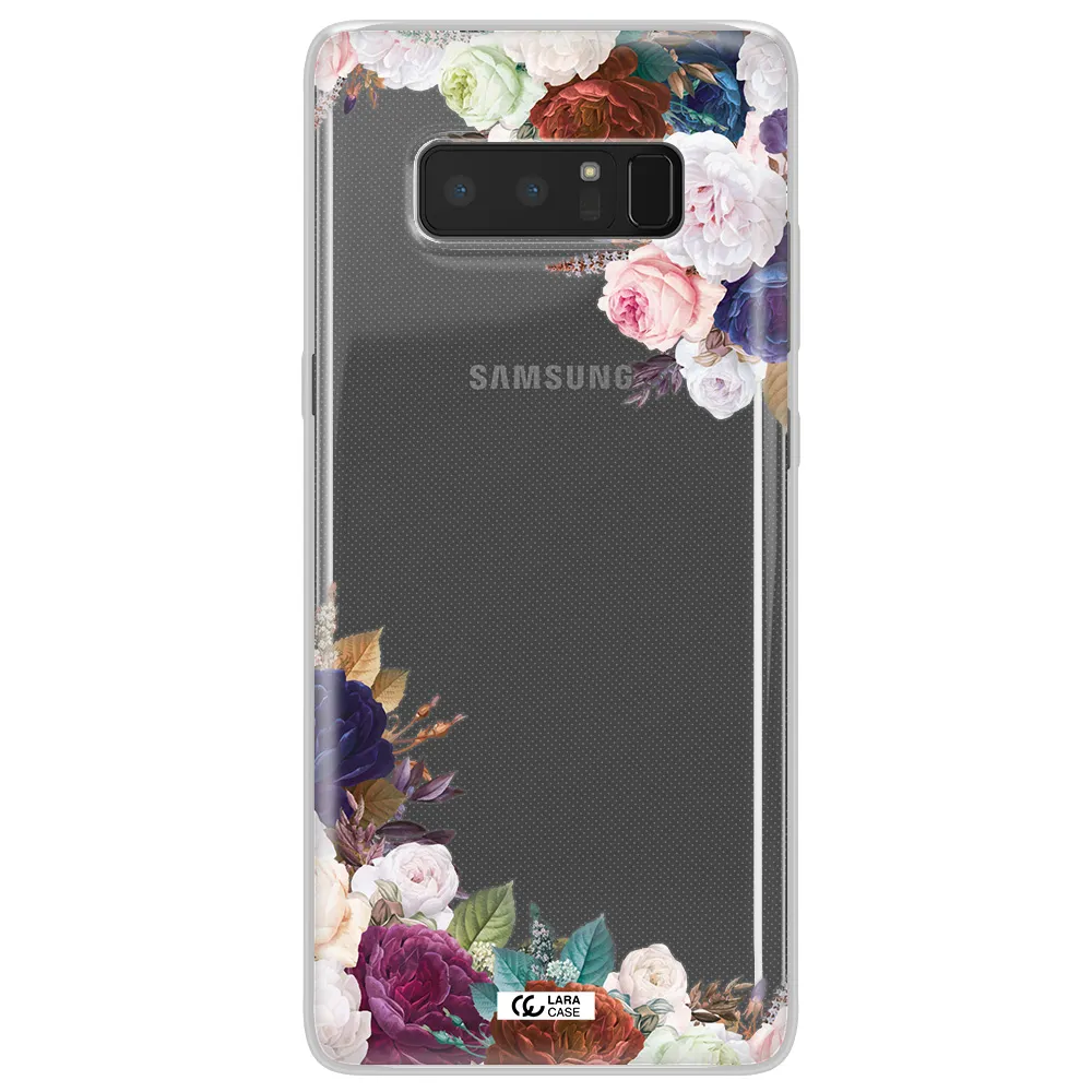a corner of flowers with leaves Samsung Note 8 Clear TPU Case