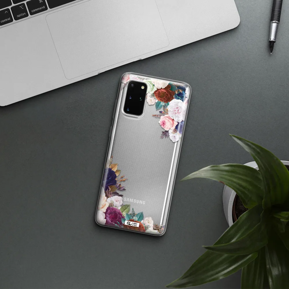a corner of flowers with leaves Samsung S 20 Plus Clear TPU Case