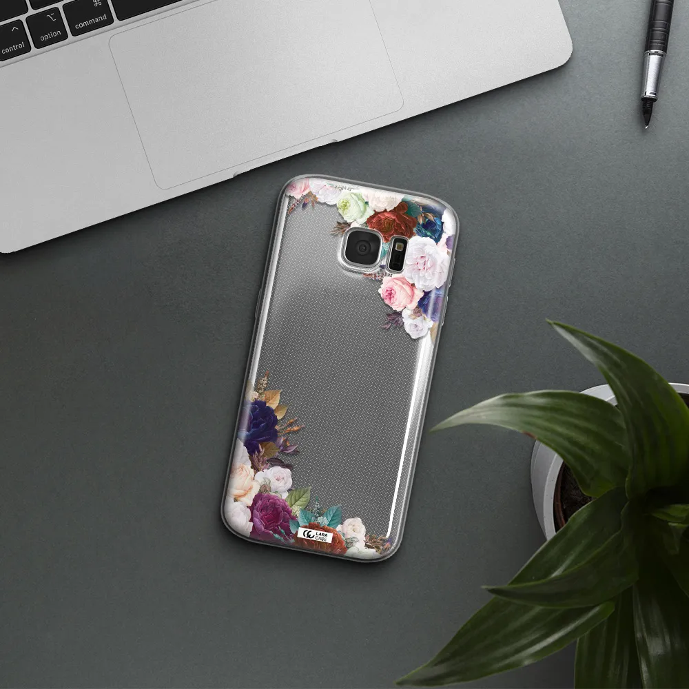 a corner of flowers with leaves Samsung S 7 Clear TPU Case