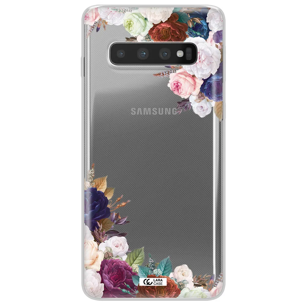 a corner of flowers with leaves Samsung S10 Plus Clear TPU Case