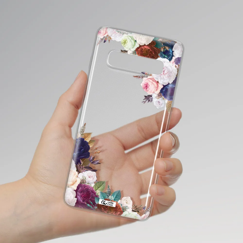 a corner of flowers with leaves Samsung S10 Plus Clear TPU Case