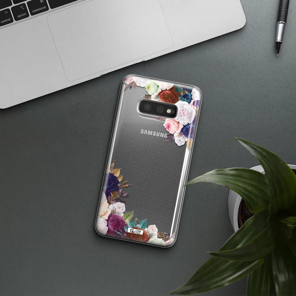 a corner of flowers with leaves Samsung S10e Clear TPU Case