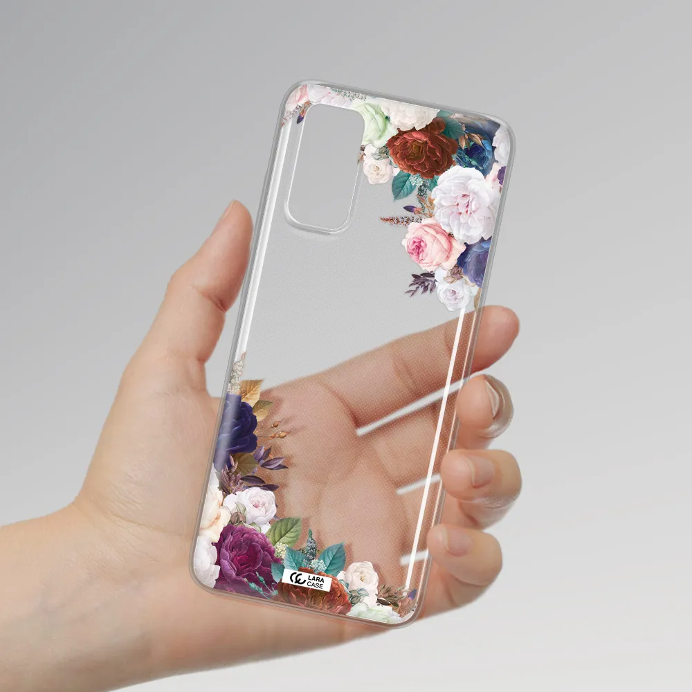 a corner of flowers with leaves Samsung S20 Clear TPU Case