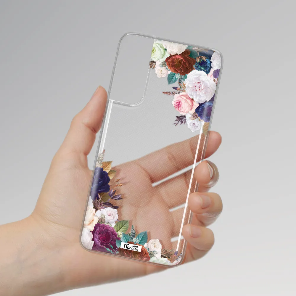 a corner of flowers with leaves Samsung S21 Clear TPU Case