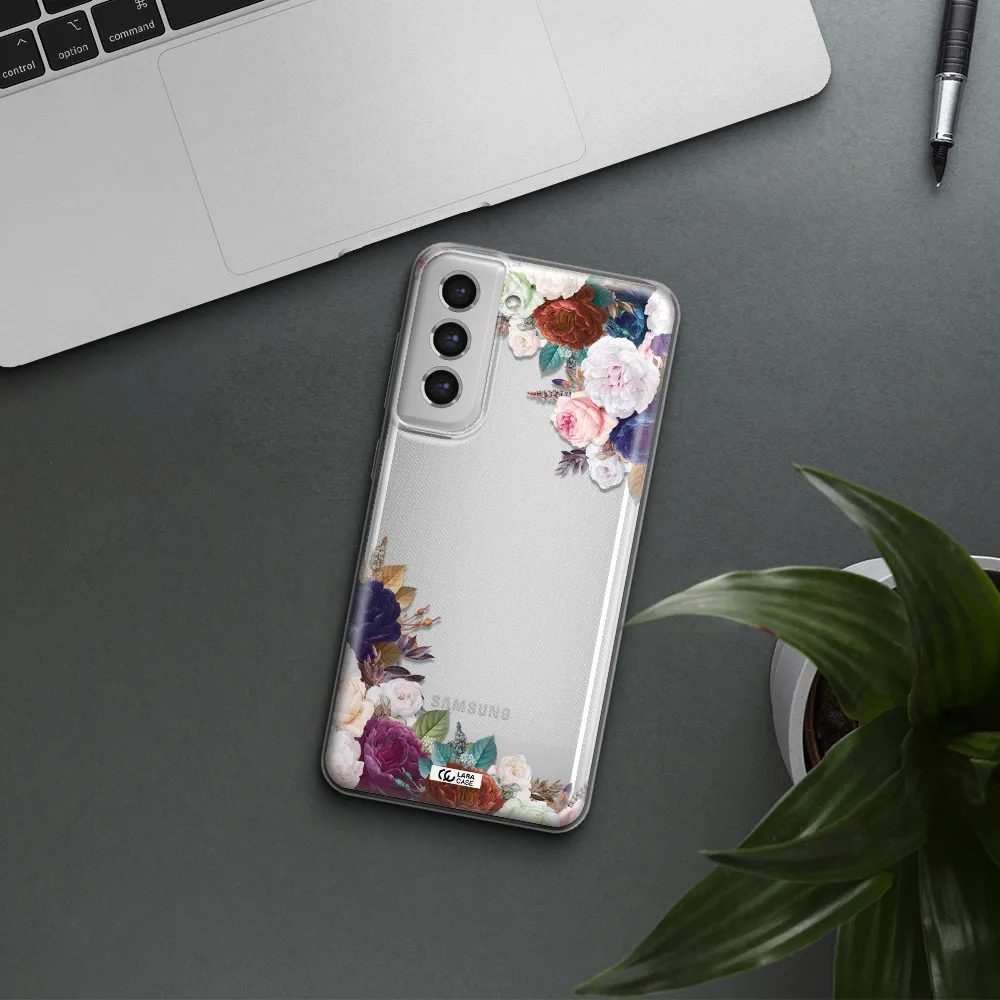 A Corner Of Flowers With Leaves Samsung S21 Fe Clear Tpu Case