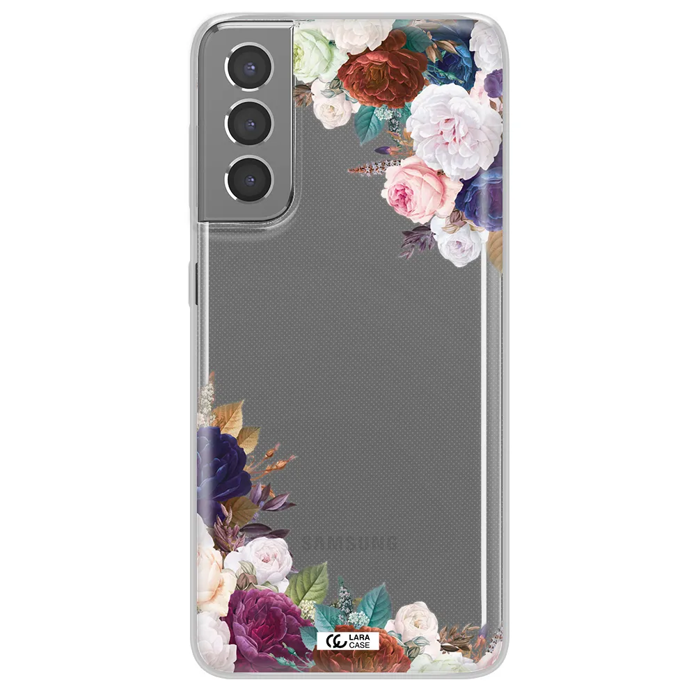 a corner of flowers with leaves Samsung S21 Plus Clear TPU Case