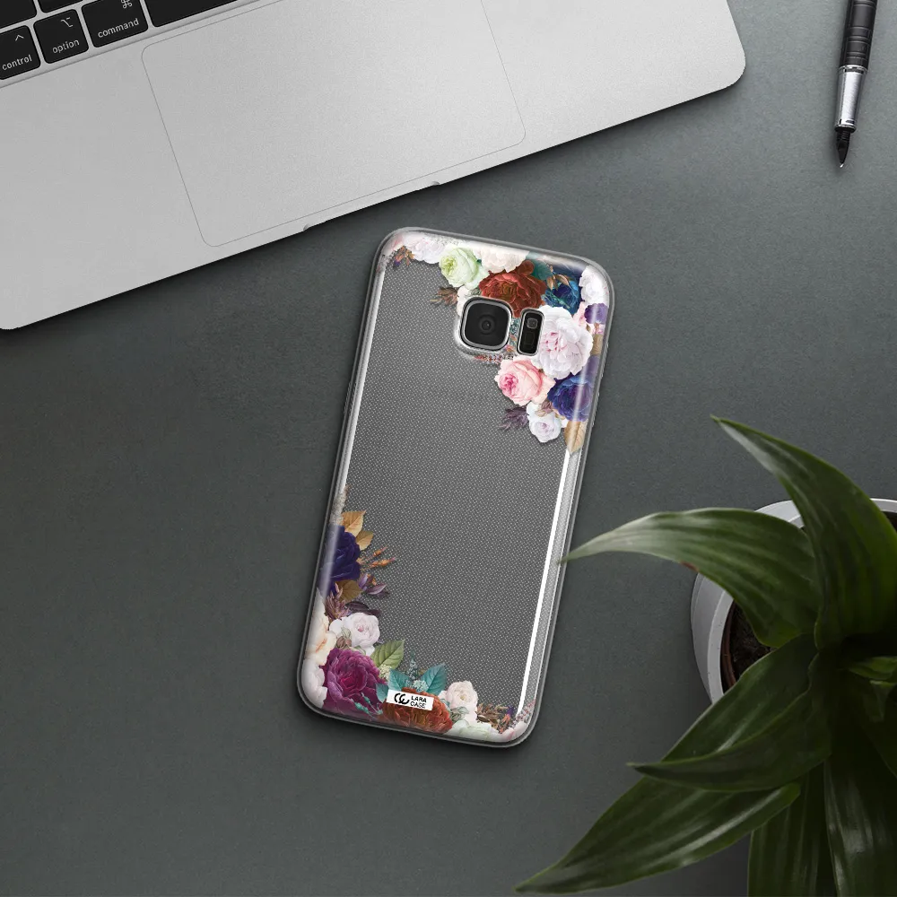 a corner of flowers with leaves Samsung S7 Edge Clear TPU Case