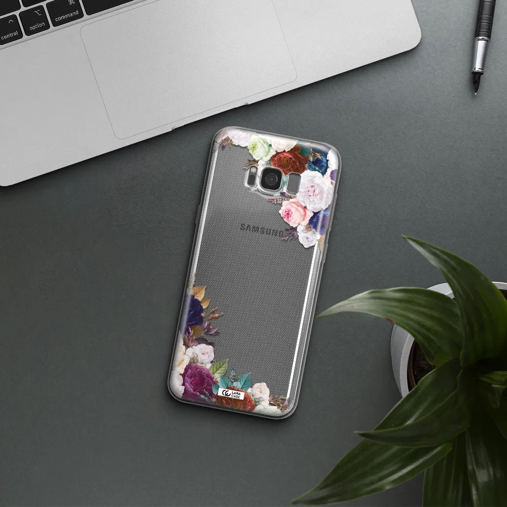a corner of flowers with leaves Samsung S8 Clear TPU Case