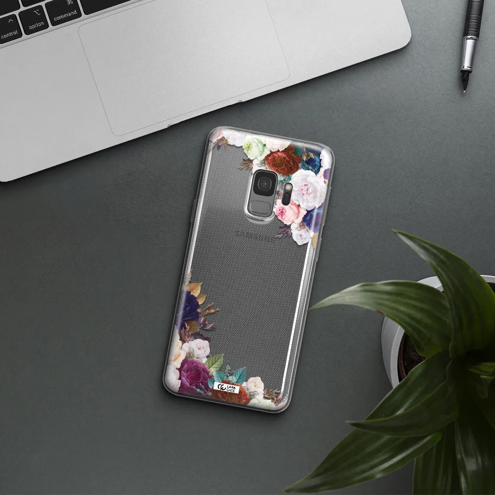a corner of flowers with leaves Samsung S9 Clear TPU Case