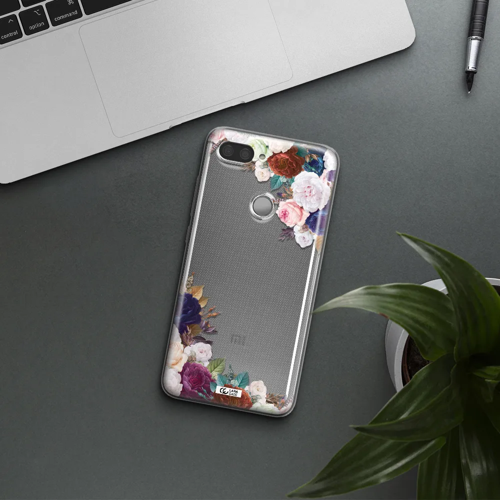 a corner of flowers with leaves Xiaomi Mi 8 Lite Clear TPU Case