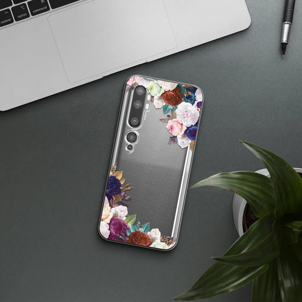 a corner of flowers with leaves Xiaomi Mi Note 10 Clear TPU Case