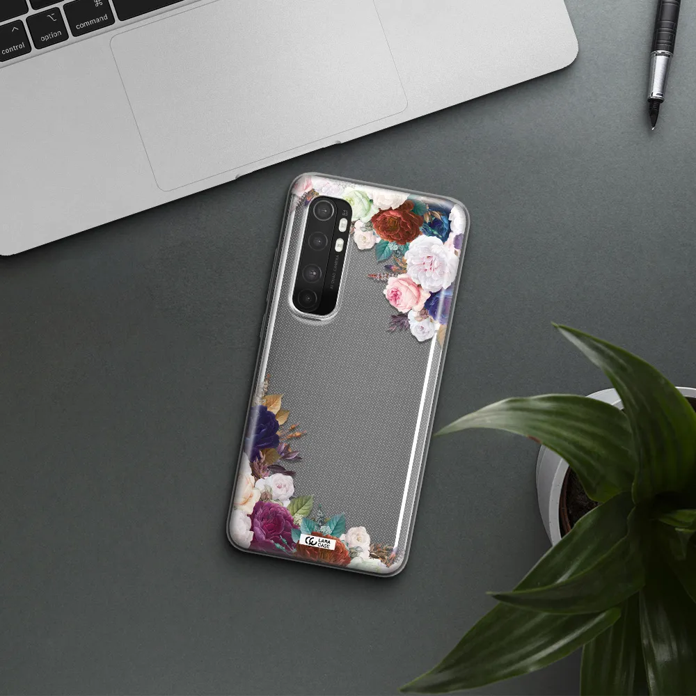 a corner of flowers with leaves Xiaomi Mi Note 10 Lite Clear TPU Case