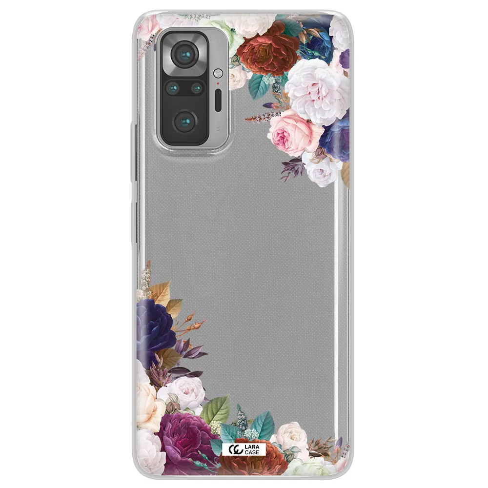 a corner of flowers with leaves Xiaomi Note 10 Pro Clear TPU Case
