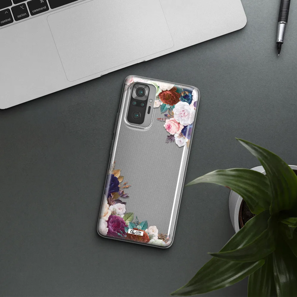 a corner of flowers with leaves Xiaomi Note 10 Pro Clear TPU Case