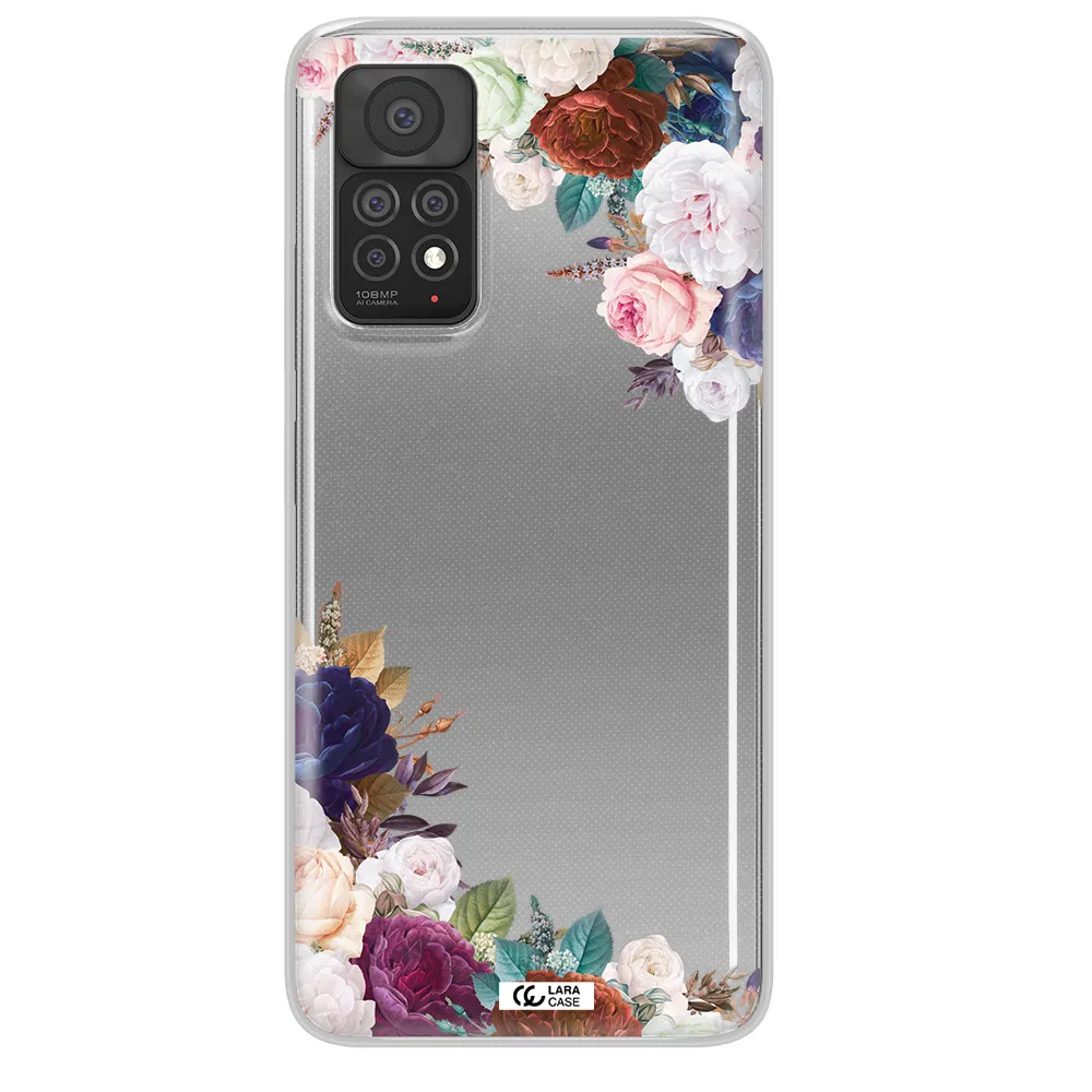 a corner of flowers with leaves Xiaomi Note 11 Pro Clear TPU Case