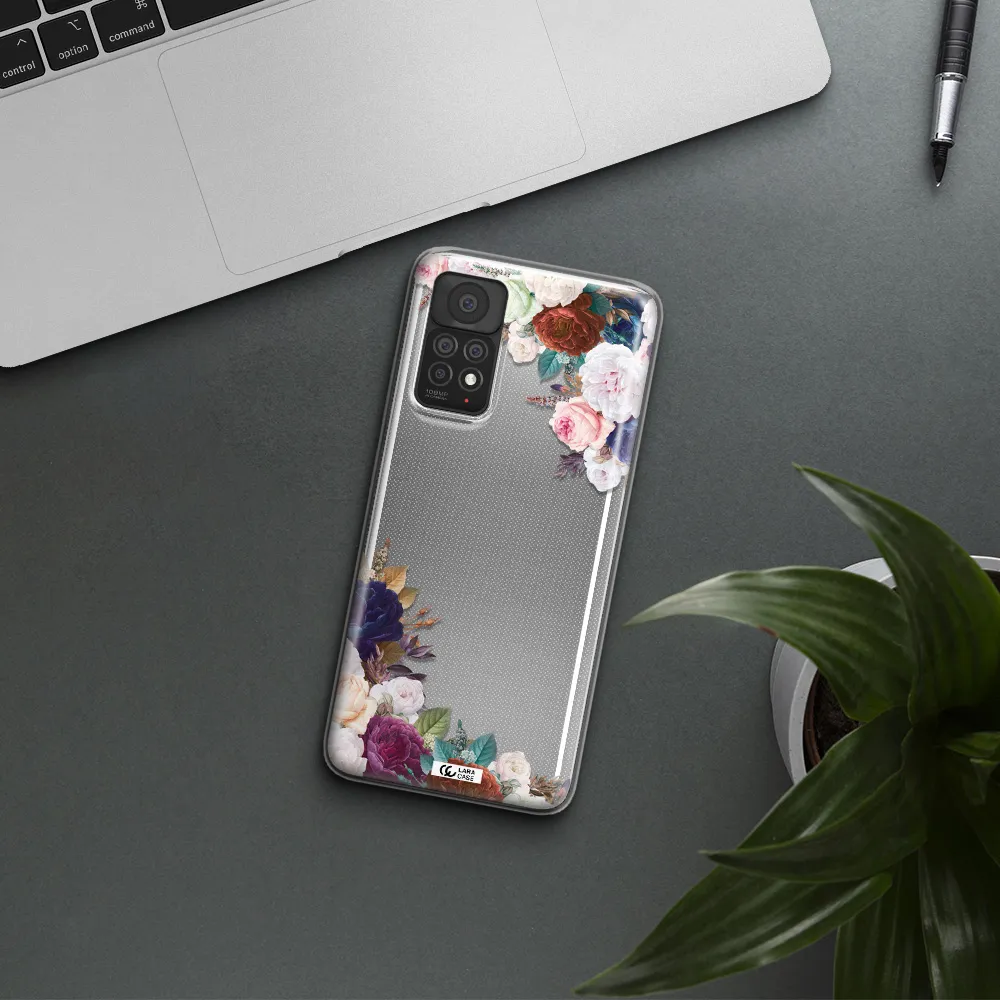 a corner of flowers with leaves Xiaomi Note 11 Pro Clear TPU Case