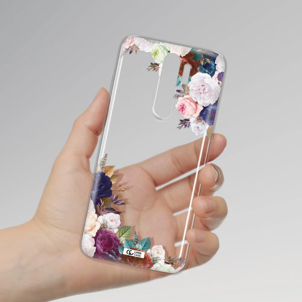 a corner of flowers with leaves Xiaomi Note 8 Pro Clear TPU Case