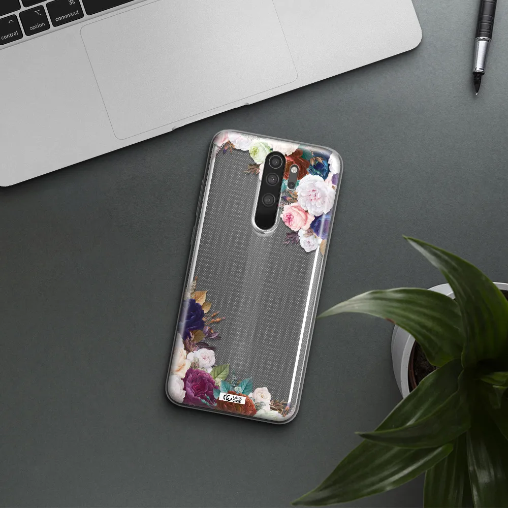 a corner of flowers with leaves Xiaomi Note 8 Pro Clear TPU Case