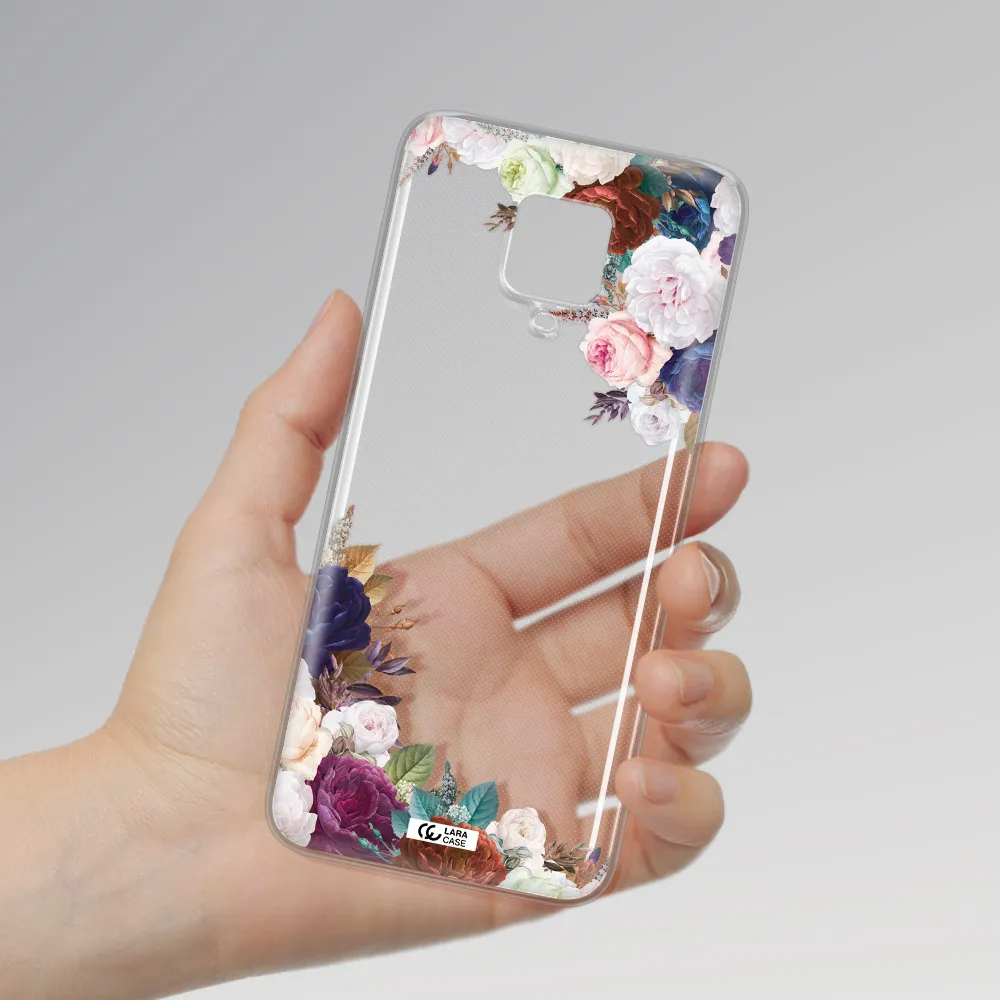 a corner of flowers with leaves Xiaomi Note 9 Pro Clear TPU Case