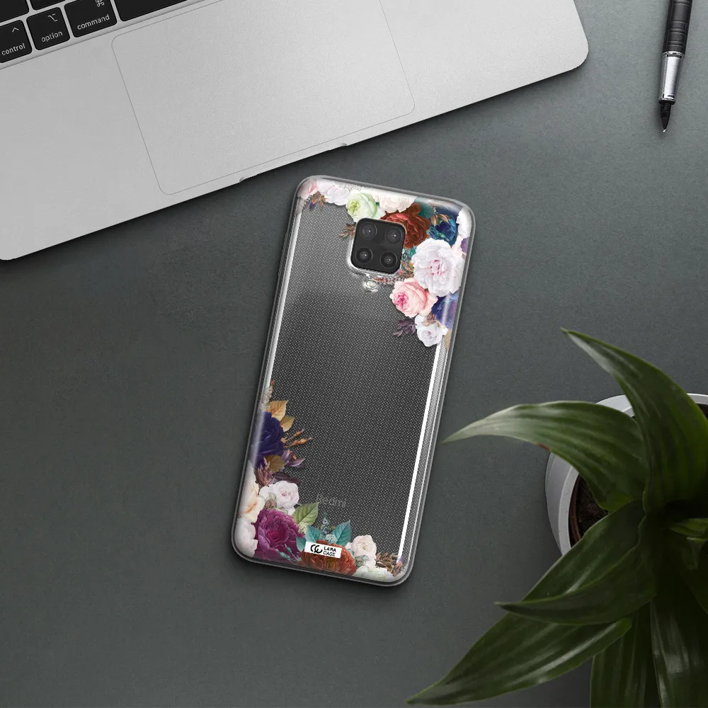 a corner of flowers with leaves Xiaomi Note 9 Pro Clear TPU Case