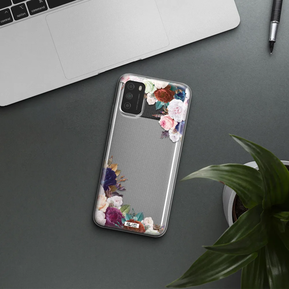 a corner of flowers with leaves Xiaomi Poco M3 Clear TPU Case