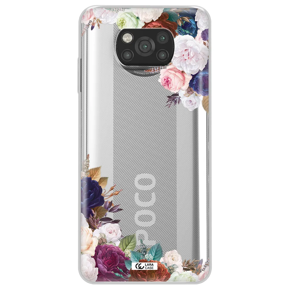 a corner of flowers with leaves Xiaomi Poco X3 Clear TPU Case