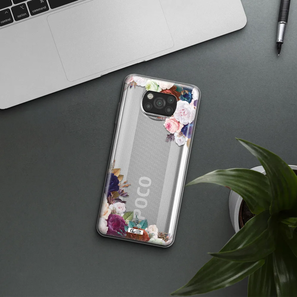 a corner of flowers with leaves Xiaomi Poco X3 Clear TPU Case