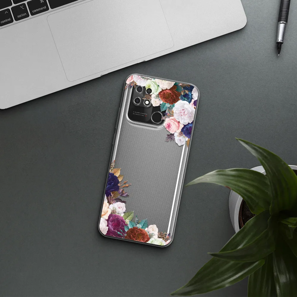 a corner of flowers with leaves Xiaomi Redmi 10C Clear TPU Case