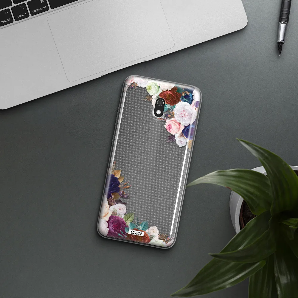 a corner of flowers with leaves Xiaomi Redmi 8A Clear TPU Case