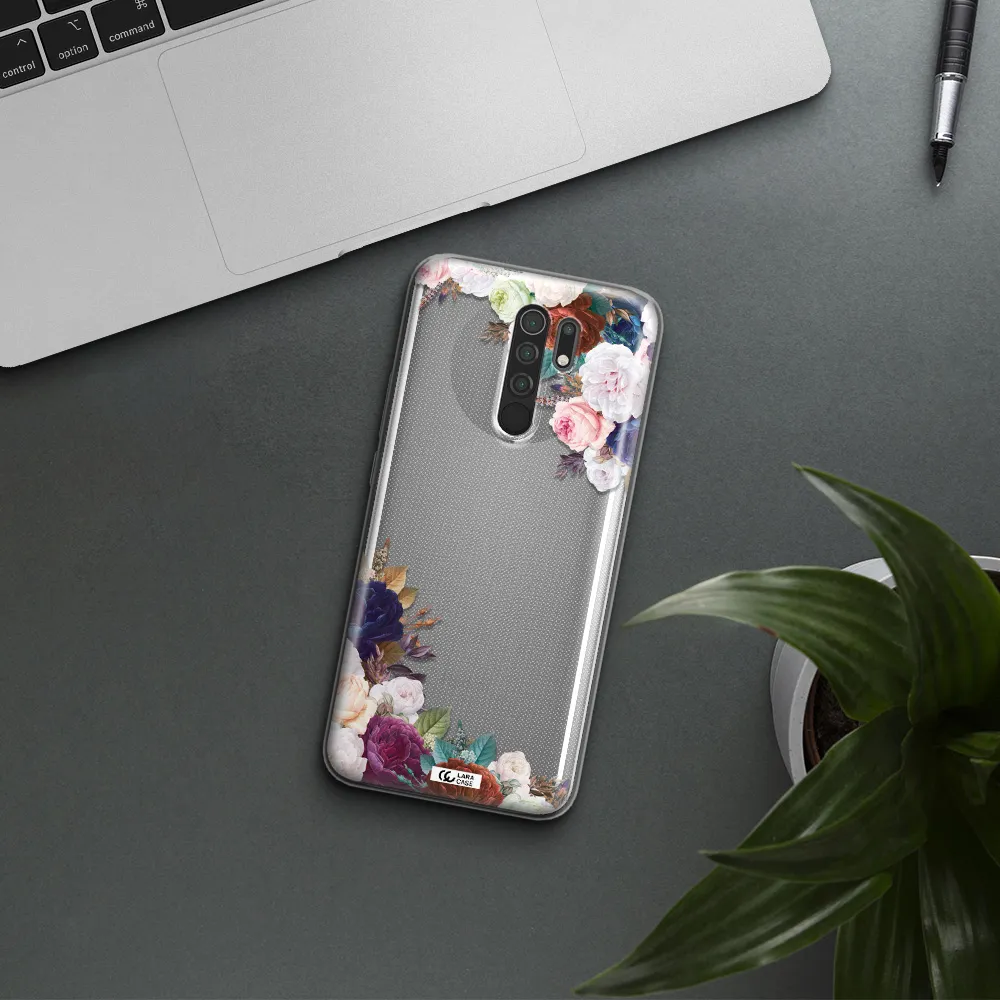 a corner of flowers with leaves Xiaomi Redmi 9 Clear TPU Case