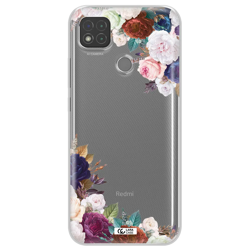 a corner of flowers with leaves Xiaomi Redmi 9C Clear TPU Case
