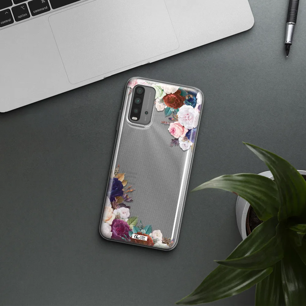 a corner of flowers with leaves Xiaomi Redmi 9T Clear TPU Case