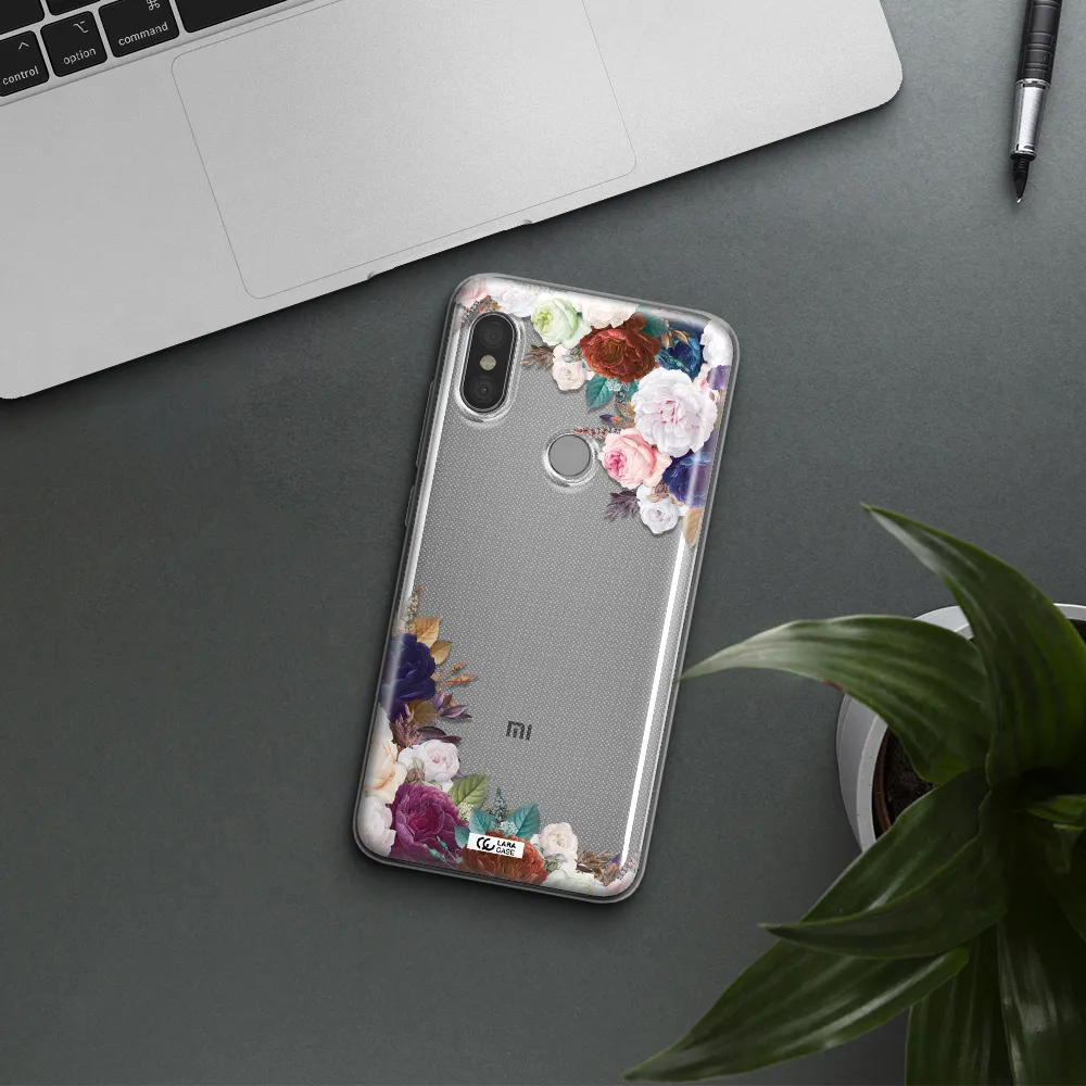 a corner of flowers with leaves Xiaomi Redmi Note 6 Pro Clear TPU Case