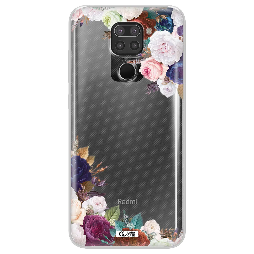 a corner of flowers with leaves Xiaomi Redmi Note 9 Clear TPU Case